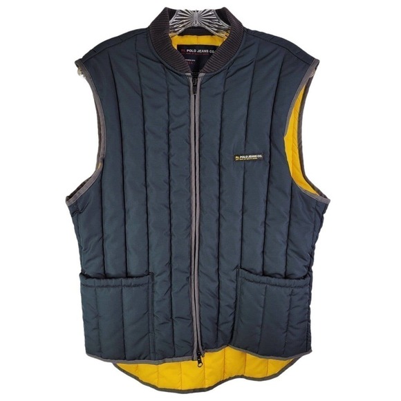 Polo Jeans Co Other - Ralph Lauren Polo Jeans Vest Mens Small S Blue Full Zip Nylon Sleeveless Vintage